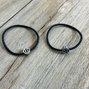 Lululemon Athletica Black and Silver Bracelet Rare Hair Tie Accessory